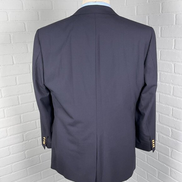Jos A Bank Blazer Men 41R Blue‎ Gold Shield Button Executive Classic Wool Jacket - Picture 4 of 15